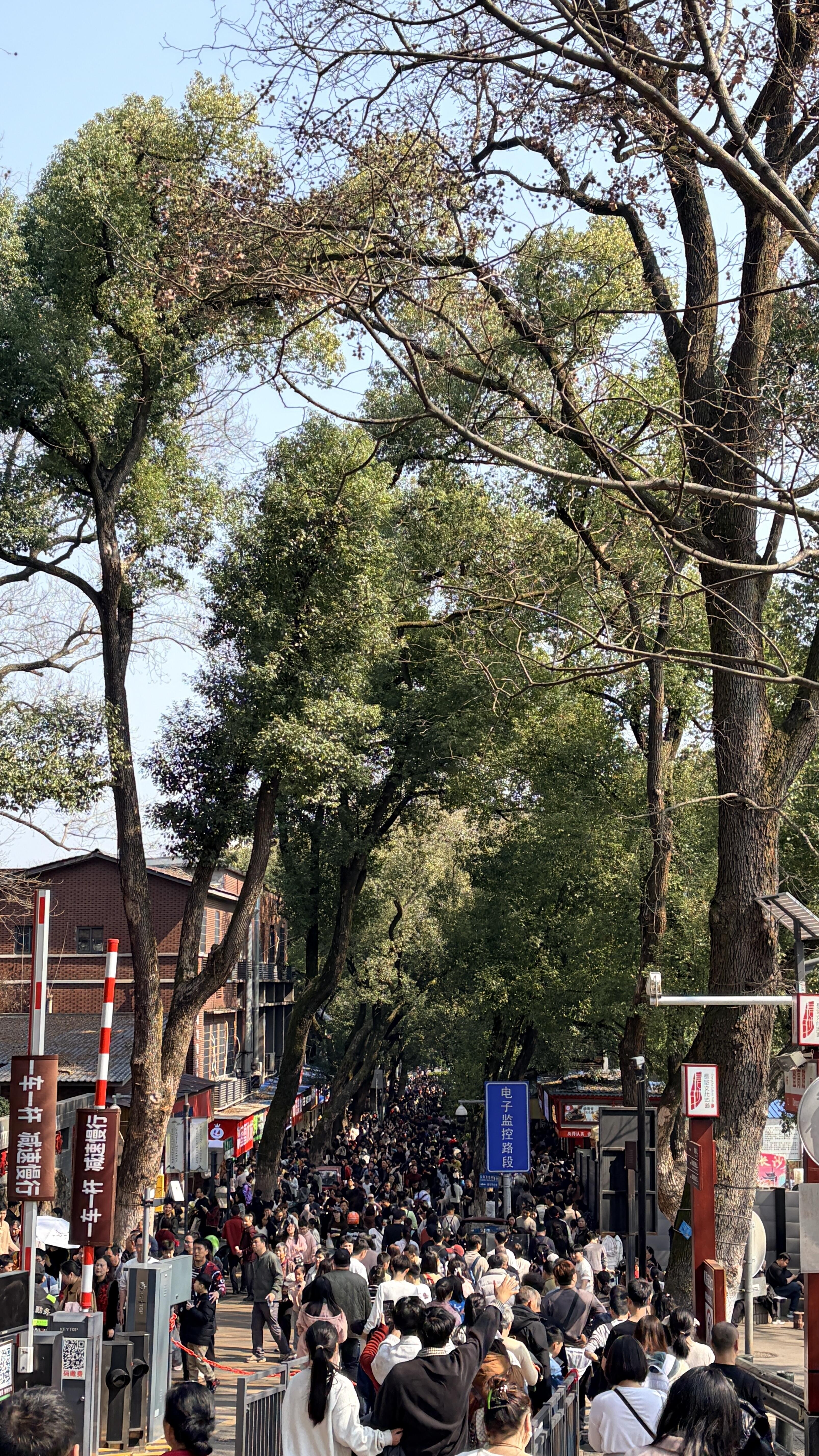 湖大入口处的人潮